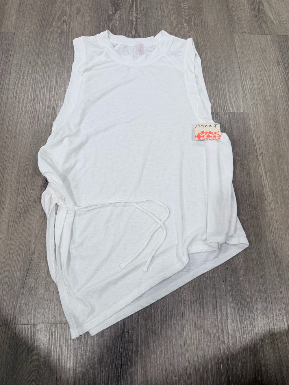 Free People White Drawstring Side-Tie Tank